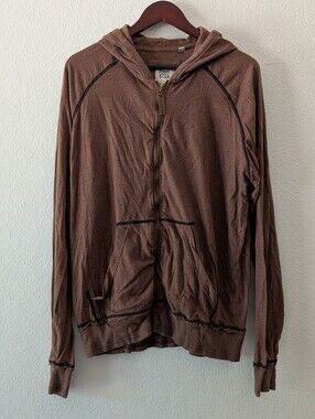 Paper Denim & Cloth - Lightweight Zip Up Brown Hoodie Men's Size XL
